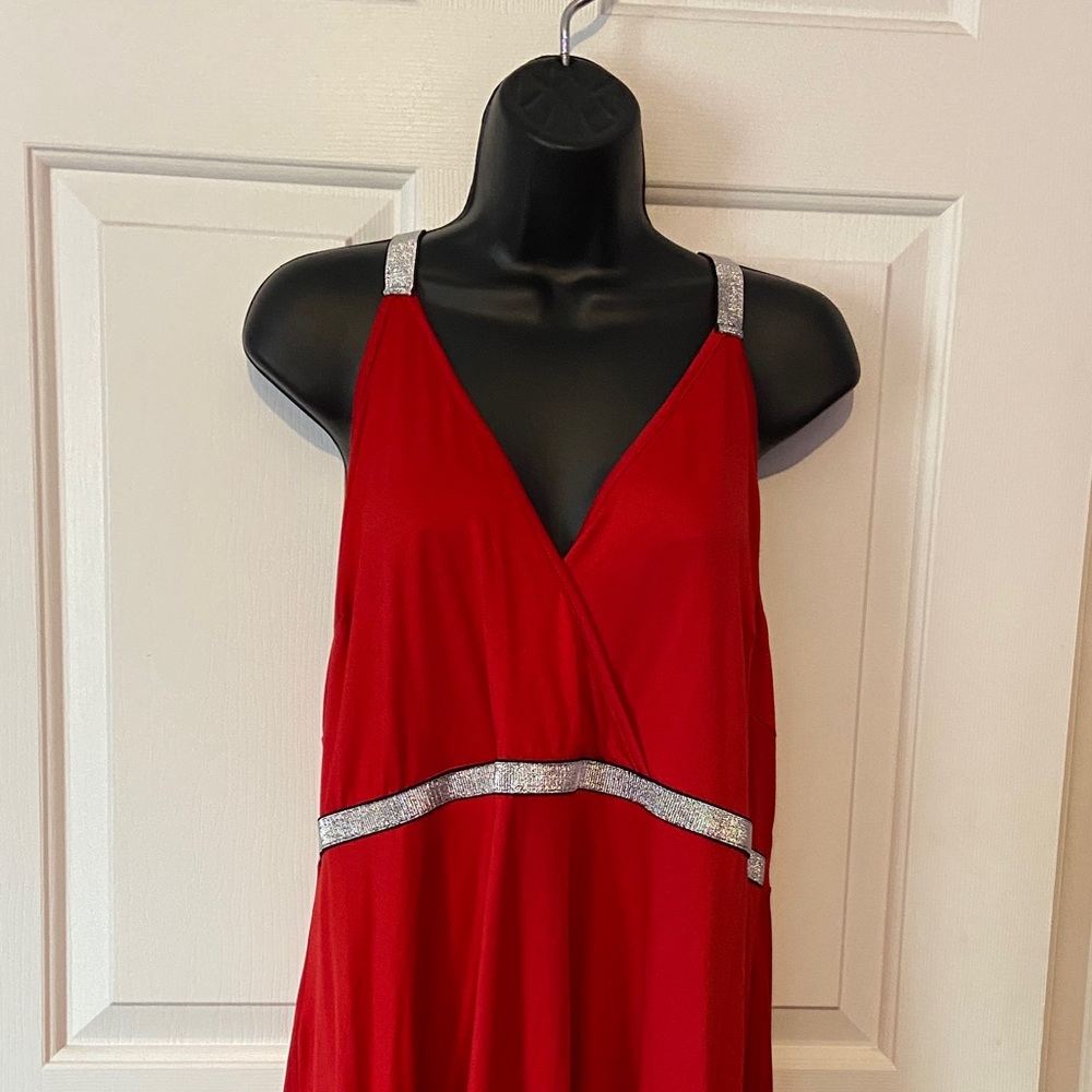 Shein Red Halter dress with silver straps new size 3X